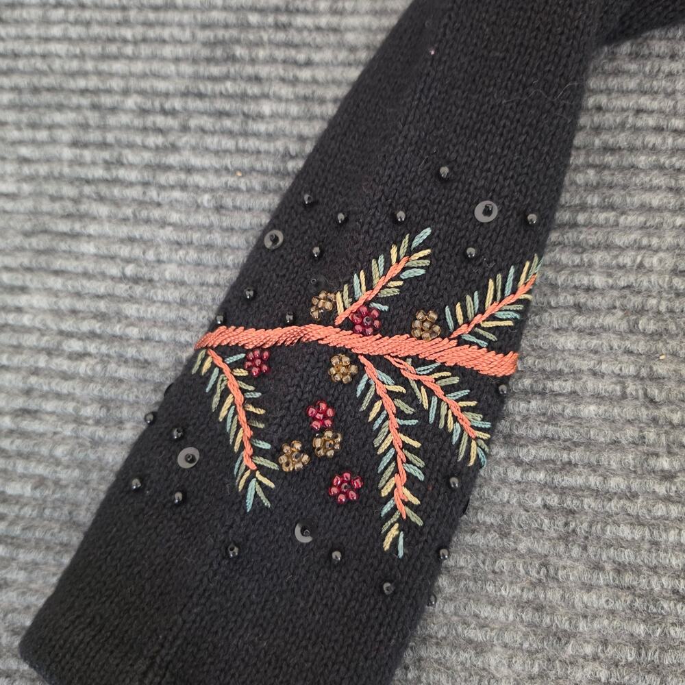 Heirloom Collectibles Petite Large Black Full-Zip Embroidered Beaded Cardigan - Picture 6 of 9